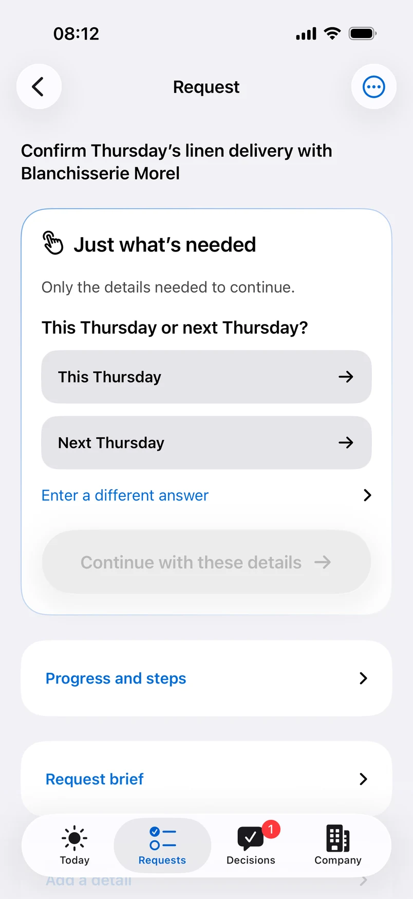 Just what's needed: this Thursday or next Thursday?